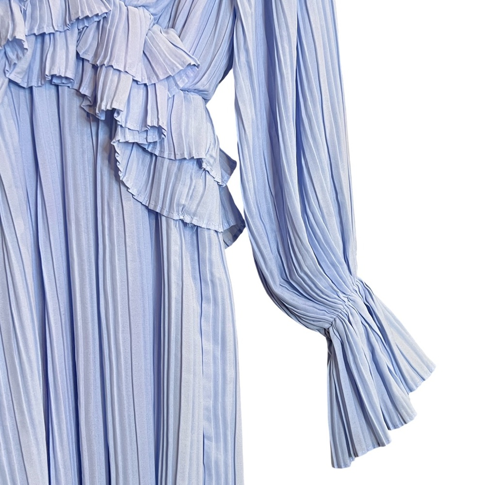 Nasty Gal Collection Frill in Love V Neck Maxi Dress Cornflower Blue 4 New - Picture 5 of 12